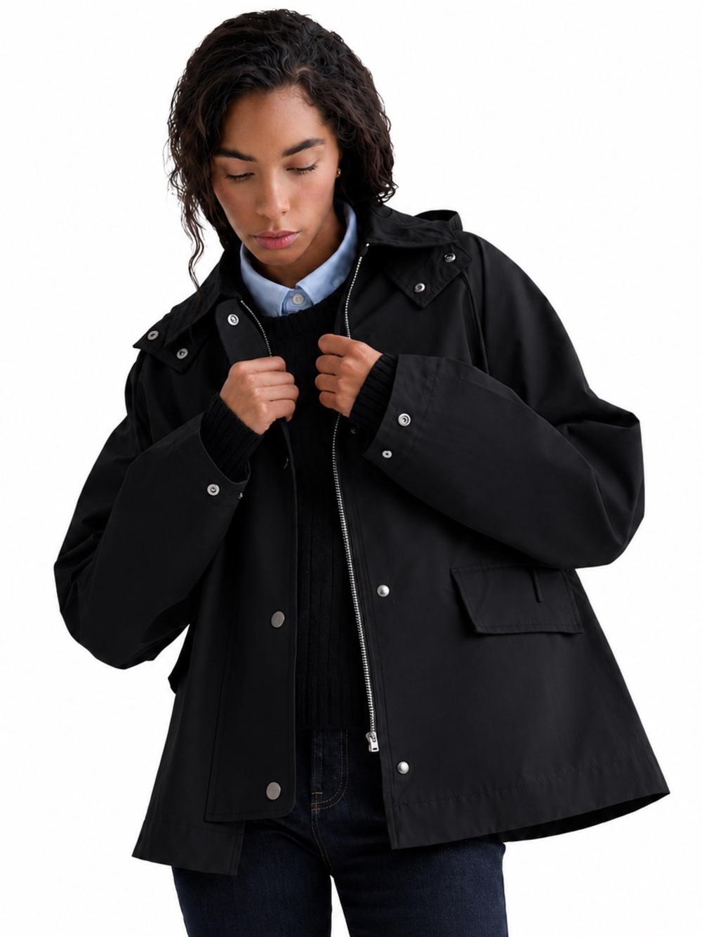 Everlane Short Anorak Jacket Black S NWT
